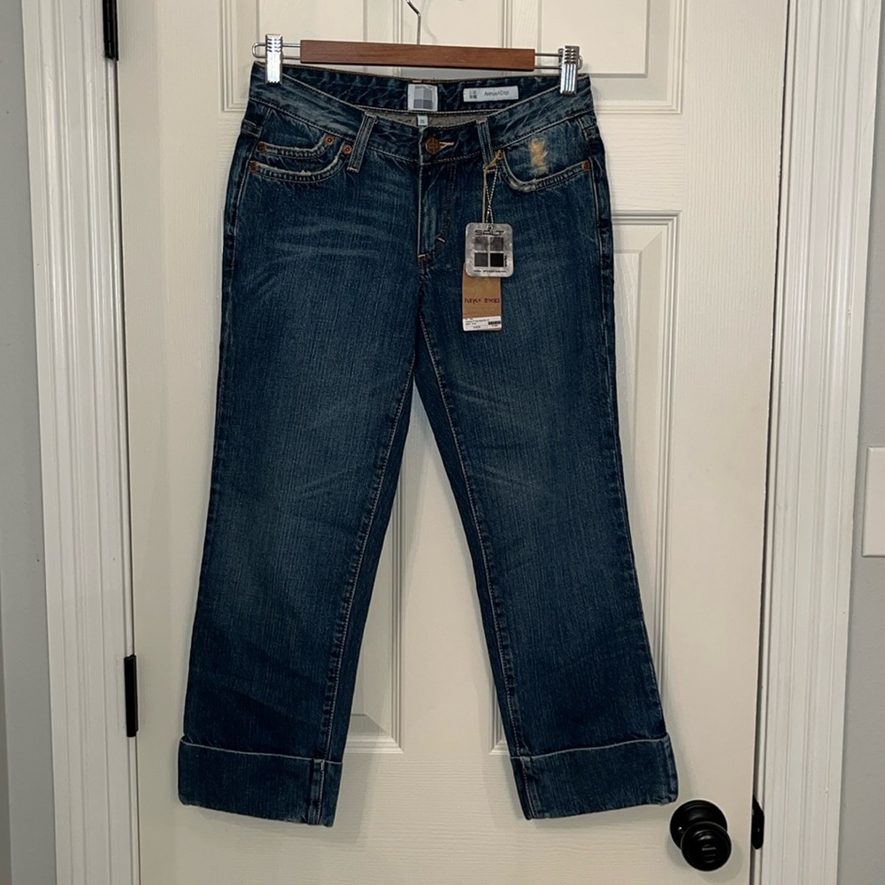 NWT Salt‎ Works Avenue A Crop Asbury Jeans 25 Cuffed Low Rise Medium Wash